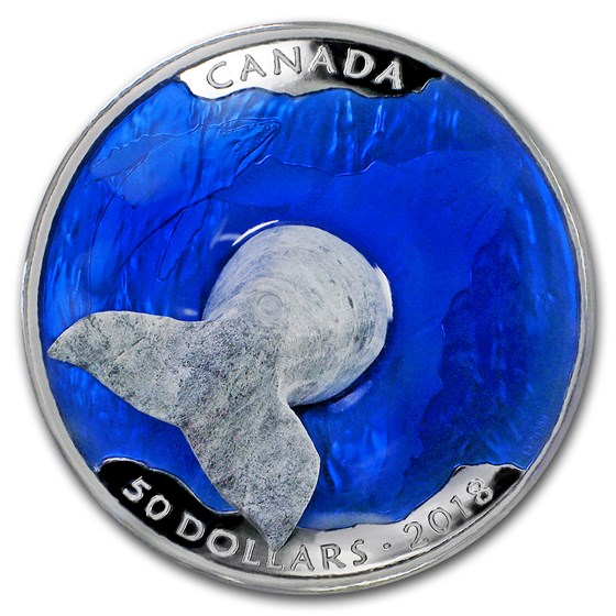 2018 Canada 5 oz Silver Whale's Tail Soapstone Sculpture 2018 Canada 5 oz Silver Whale's Tail Soapstone Sculpture